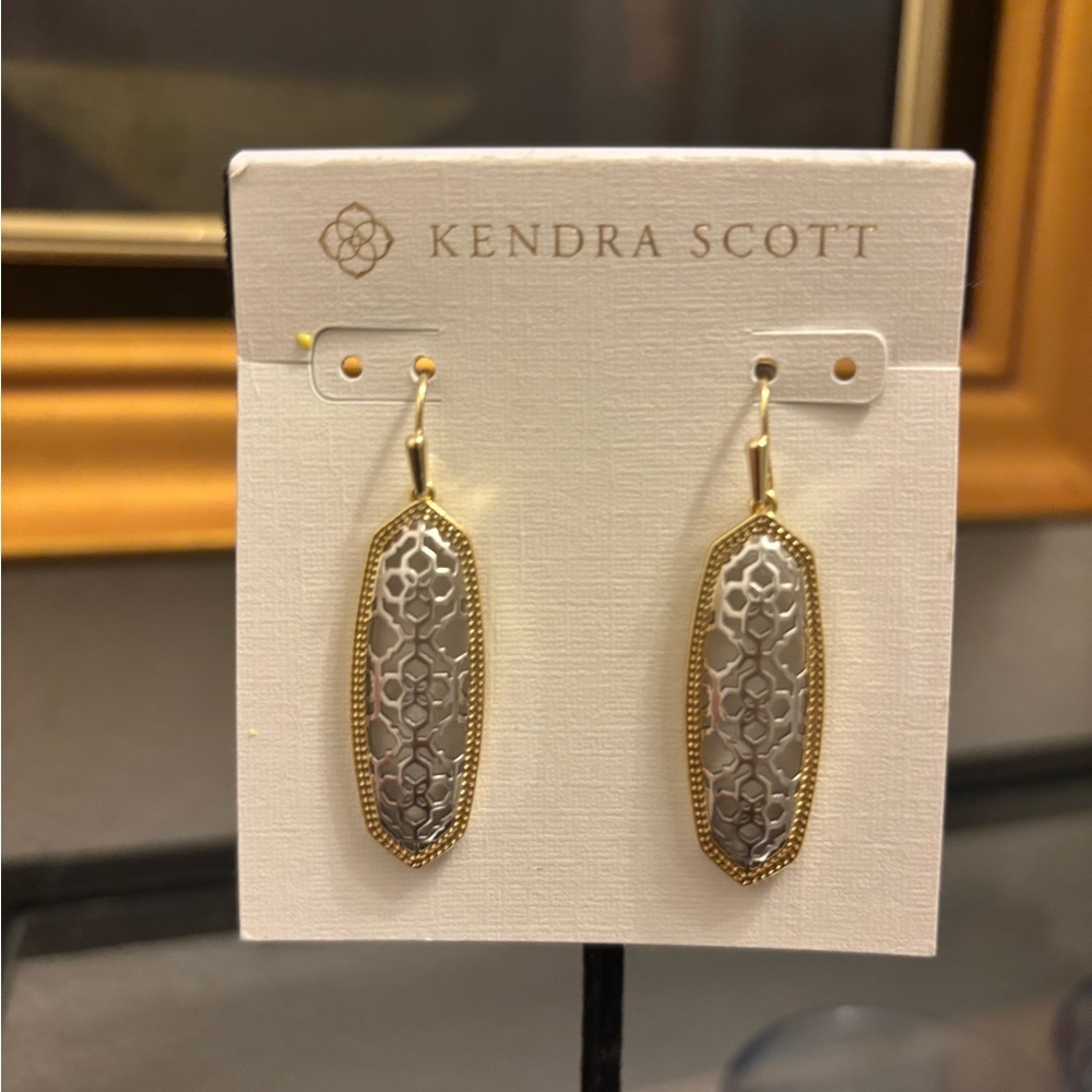 Kendra Scott Gold and Silver Textured Earrings